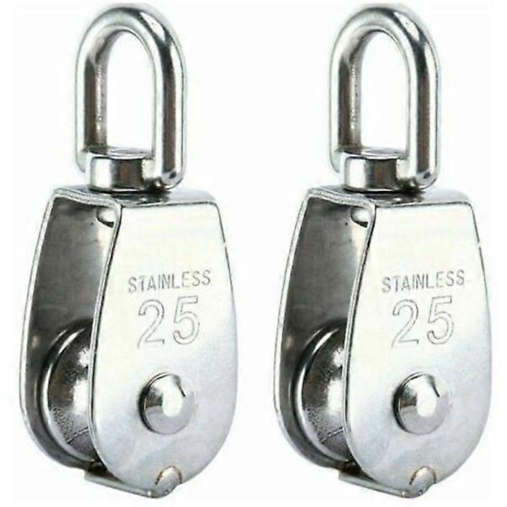 304 Stainless Steel M25 Single Pulley Lifting Block, 150Kg Load Capacity, Set Of 2 7057162540809