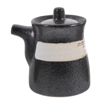 Soy Sauce Dispenser Ceramic with Lid, 200ml NonLeak Oil Container for Kitchen Cooking Japanese Style