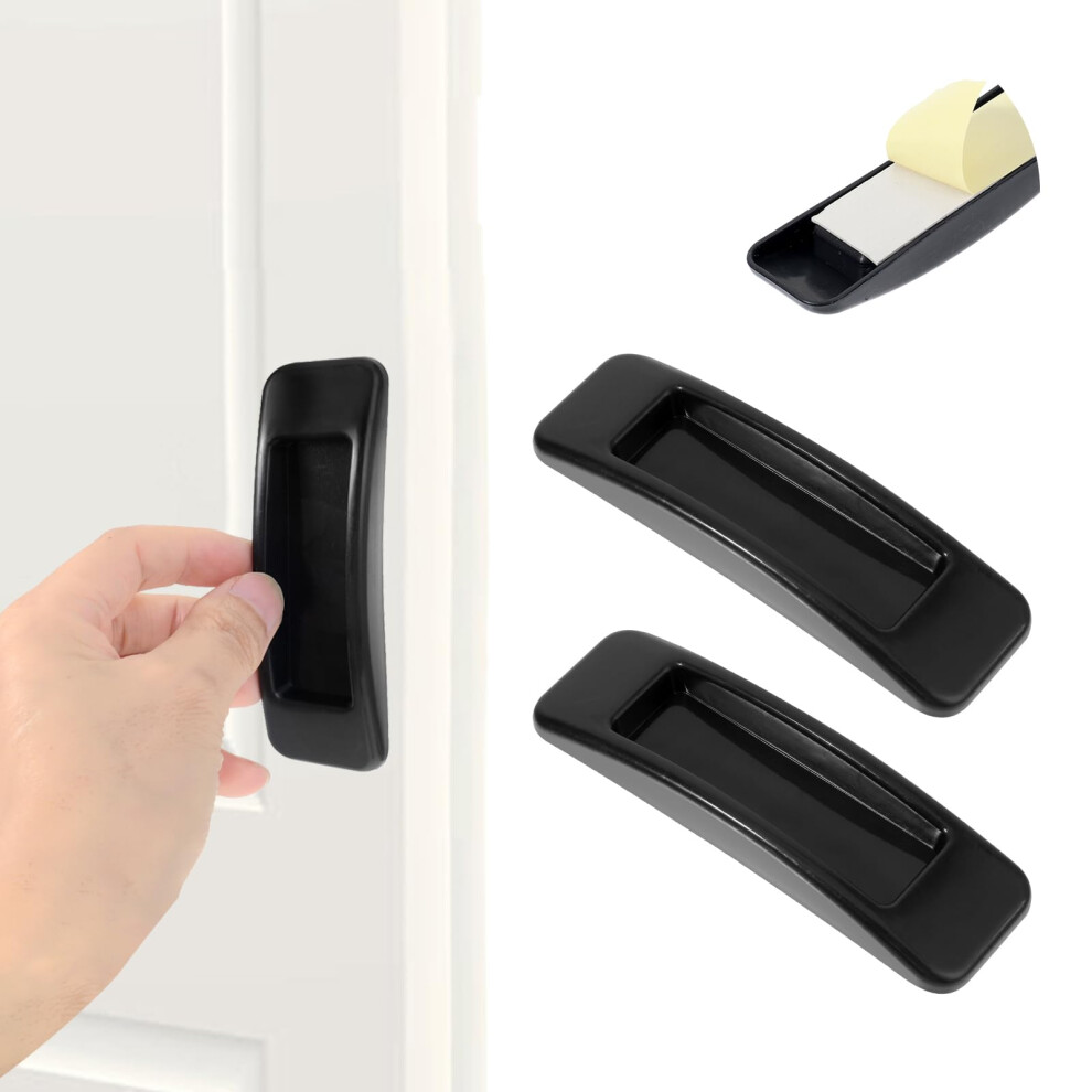 4Pcs Selfadhesive Drawer And Cabinet Handles, Plastic Stickon Door Knobs For Wardrobe Window Black 9323874657653