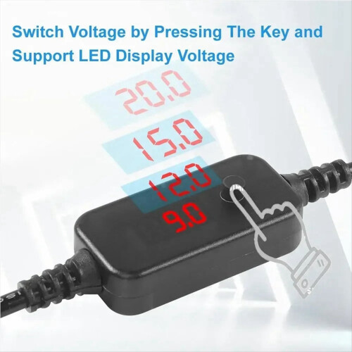 Type C naar DC5.5x2.1mm voedingsadapterkabel 5-20V instelbare spanning snel