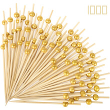 Cocktail Picks Set 1000PCS 4.7in Gold Bamboo Skewers for Appetizers Drinks Fruit Party Food