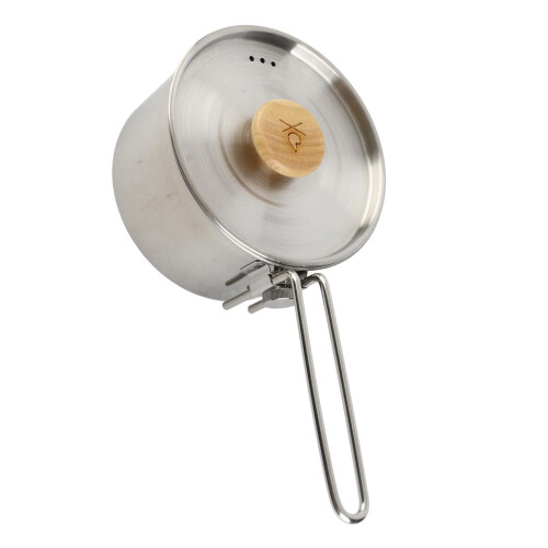 Camping pot, camping kettle with removable handle, 1 L stainless steel