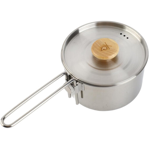 Camping pot, camping kettle with removable handle, 1 L stainless steel 2