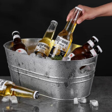 3 Gallon Galvanized Metal Ice Bucket with Handles for Beer Wine Cocktails Parties Silver