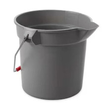 Gray Round Plastic Bucket 2.5 Gallon Capacity 101/4 in Height for Cleaning and Storage
