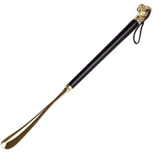 Brass Shoe Horn Set of 2 with Lion Handle, Long 49cm & Short 32cm, Easy Footwear Accessory