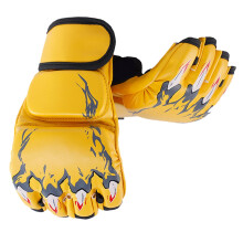Mens Boxing Gloves Half Finger Boxing Gloves with Adjustable Wrist Strap Tiger Claw Style Yellow for Men Women