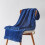 Fleece Throw Blanket with Pom Pom Fringe Solid Color- L Blue 7