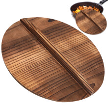 Wooden Pan Lid 12.6 Inch with Handle AntiScald SpillProof Pot Cover for Home Kitchen Cooking