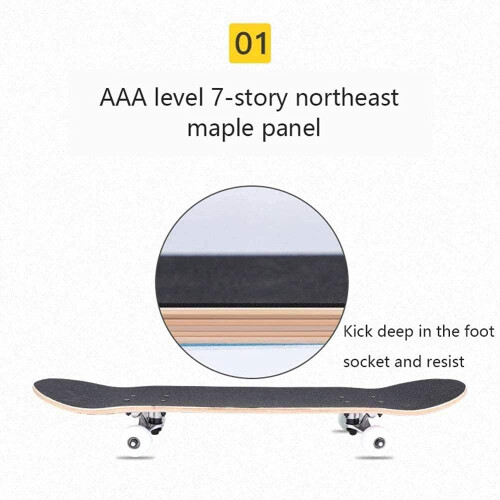 Skateboard Complete 31 x 8 with 7 Layers Maple Wood Double Kick Tricks 1