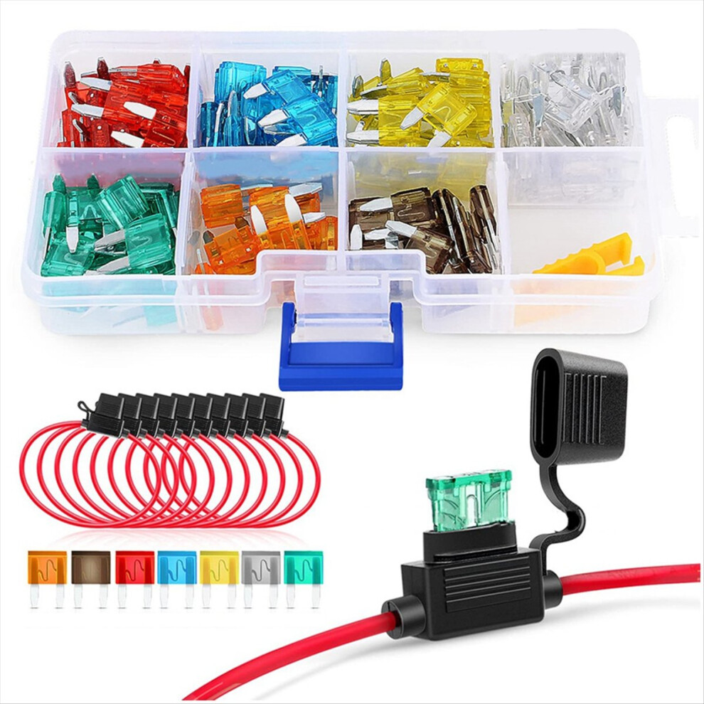 10Pcs Fuse Holder,14Awg Holder With 120Pcs Car Fuses (5A 7.5A 10A 15A 4852424186312