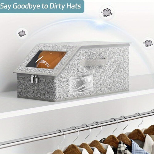 Stackable Baseball Cap Organizer with Large Capacity, Clear Window, Flip Lid for Hat Storage 1