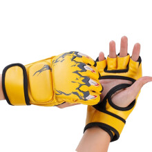 Halffinger boxing gloves for men and women, kickboxing, yellow