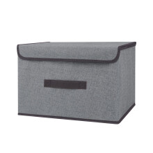Large Collapsible Storage Bins with Lid for Closet Bedroom Nursery Playroom – Grey 14x9x9 Inches