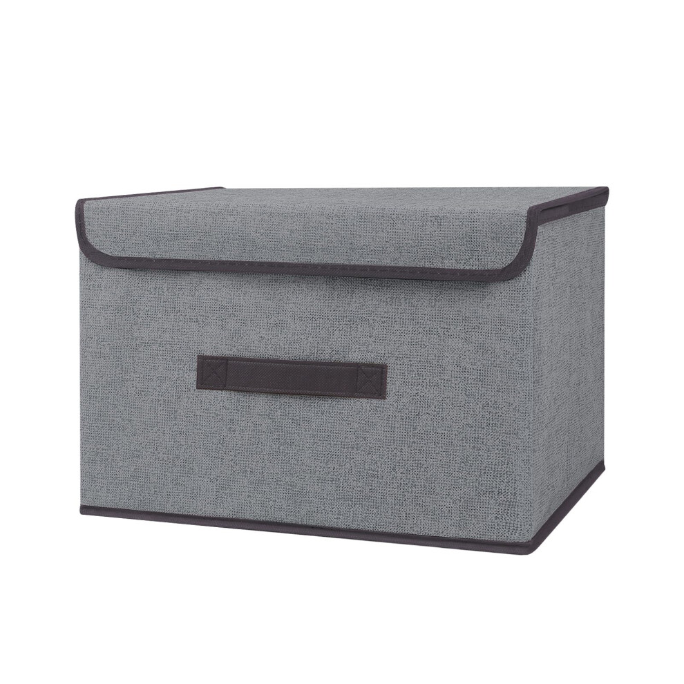 Large Collapsible Storage Bins With Lid For Closet Bedroom Nursery Playroom – 14X9x9 Inches Grey