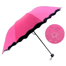 Flowering in Water Umbrella for Women Thickened Black-rose red