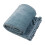 Solid Color Soft Plush Throw Blanket Pom Pom Fringe- M Blue 1