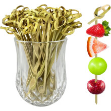 Bamboo Cocktail Picks 200PCS 4.7 Inch Knot Skewers for Appetizers Sandwich Wedding Party Food