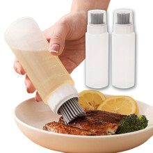 Silicone Oil Brush Bottle 2 Pack 175ml Heat Resistant Basting Tool with Scale for BBQ Grilling