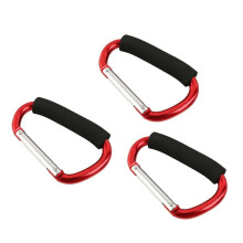 Karabiner from aluminum alloy with sponges, large stroller clip for bags and , 3 pieces.