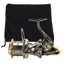 Angelrolle mit Aluminiumspule, künstlichen, leuchtenden Farben, Tragetasche, Rücklaufsperre, wasserdichtem Metallrahmen für Hochseeangeln