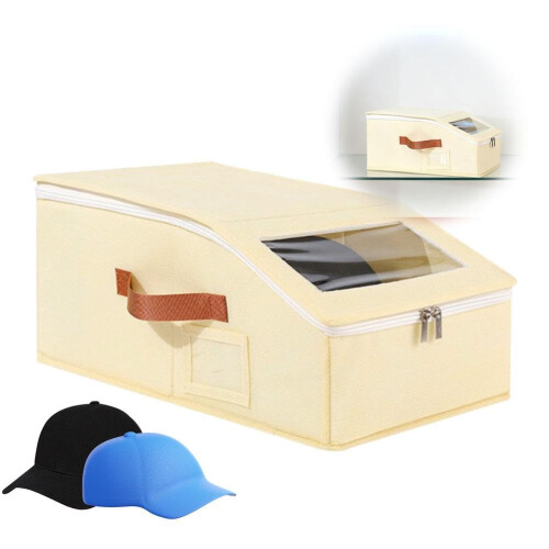 Hat Storage Organizer with Clear Window, Large Capacity Stackable Hat Box for Closet Baseball Caps
