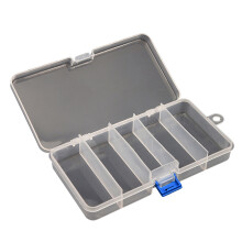 Versatile Clear Case, Plastic Box with Adjustable Dividers, Travel Size Hard Plastic Storage for Fishing Tackle, Jewelry Organizer, 5 Compartments on