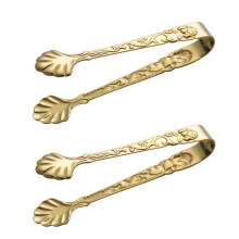 Gold Vintage Rose Handle Serving Tongs Set, 4.5 Inch Mini Sugar Tongs for Tea, Coffee, Desserts