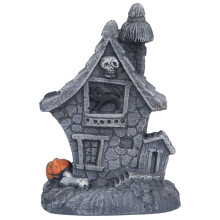 Beleuchtetes Spukhaus-Gebäude-Set, Gruselstadt-beleuchtetes Gebäude, Halloween-Dorfszene, Harzdekorationen, batteriebetriebene LED-Beleuchtung mit