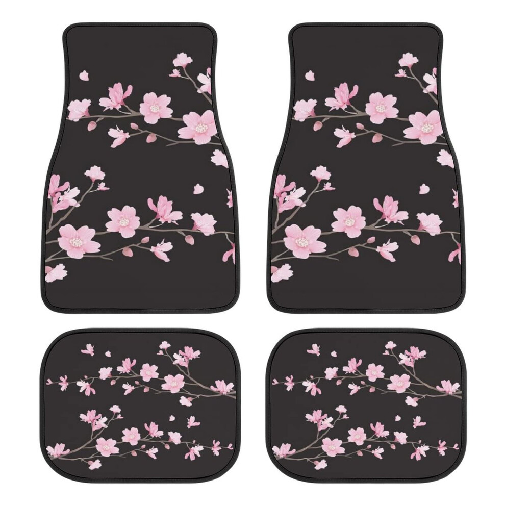 Cherry Blossom Car Floor Mats Set Of 4, Nonslip Sakura Flower Auto Carpets For Suv Van Truck Pink 9323874657998
