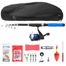 Attrezzatura da pesca per principianti: kit completo da 2,1 m con canna da pesca retrattile e borsa porta-attrezzatura, leggera, resistente, facile