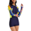 Costume intero anti-rash donna con cerniera frontale Navy Yellow 4