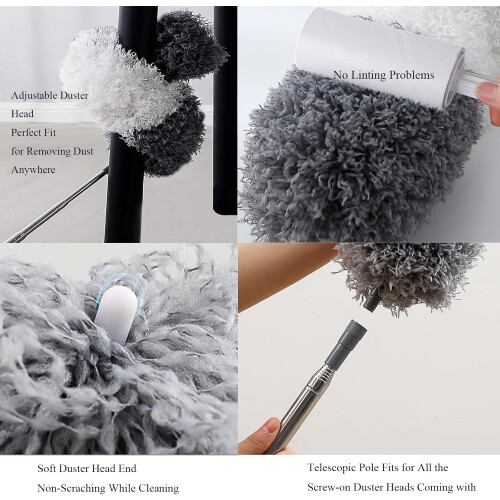 Microfiber Duster with 100' Extendable Handle, Bendable Head for  Ceilings and Ceiling Fans 2