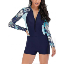 Navy Blue 0385SDiving wetsuit for women - Zip front rash guard one piece swimwear