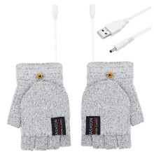 Electric Heated Gloves Women Men Mittens Fingerless Gloves for Typing Rechargeable