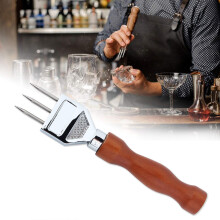Stainless Steel Ice Pick with Wooden Handle, Japanese 3Prong Ice Chipper, 18cm for Home Bar