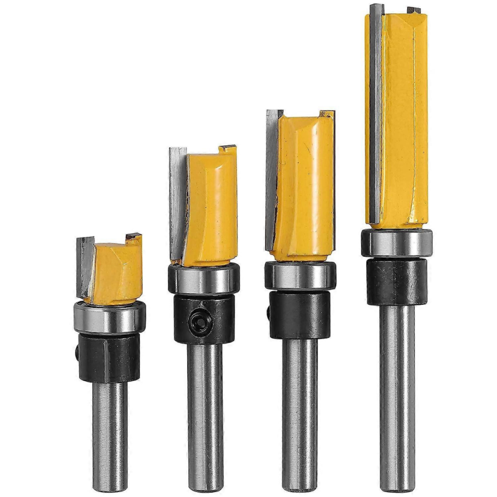 3 Pieces,Router Cutter,4 Flute Shank Copy Cutter With Top Bearing Straight Flush Cutter Carbide Woodworking Milling Diy Cutting (Metal) 7057162544678