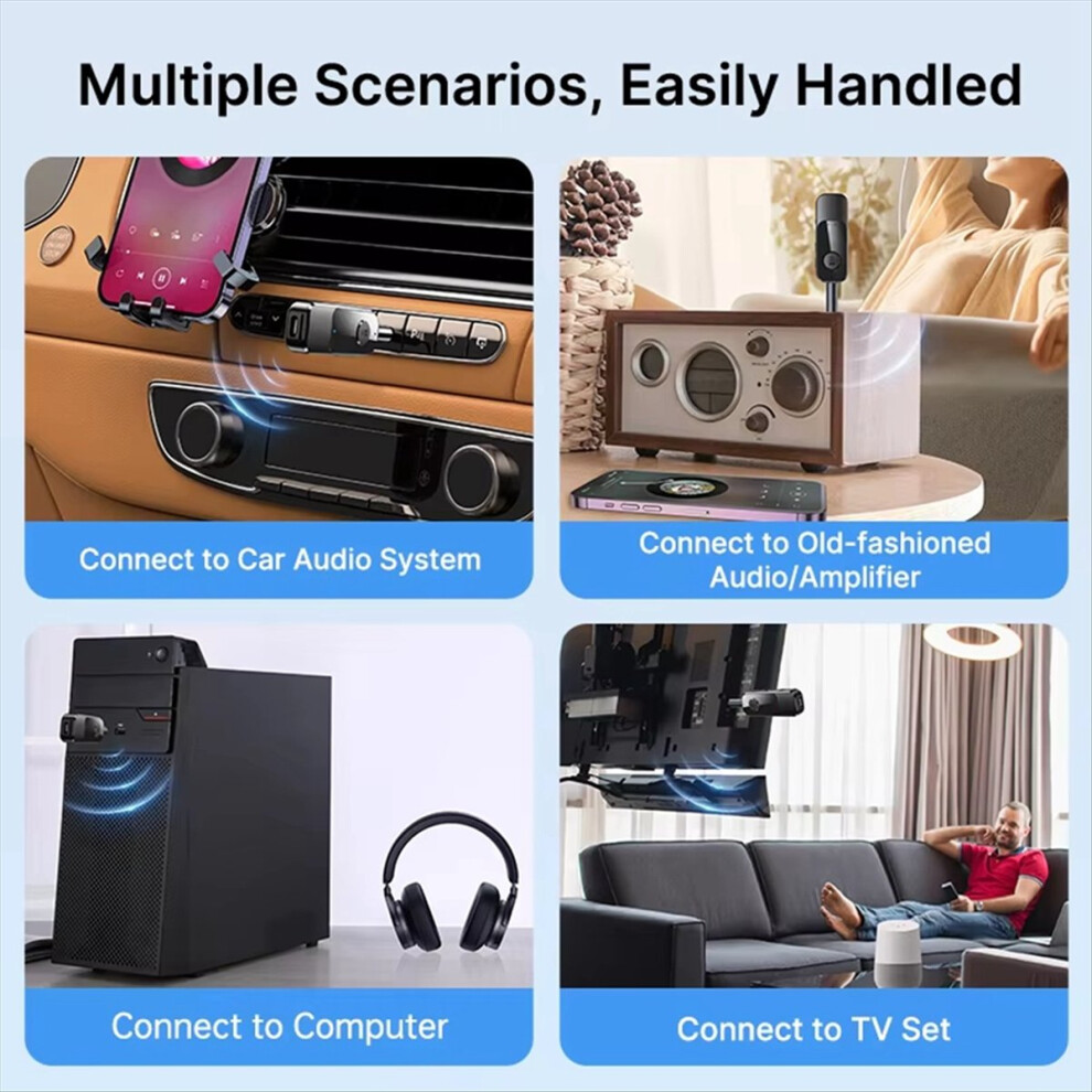2 In 1 Bluetooth Transmitter Audio Receiver 3.5Mm Aux Tf With Mic Hand 4852424193266