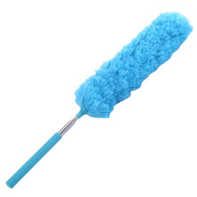 Telescopic Microfiber Duster with Stainless Steel Pole for Cobweb Removal Home Car Cleaning Sky Blue