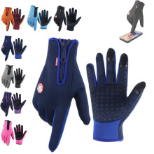 Waterproof Windproof Thermal Gloves with NonSlip Grip for Winter Outdoor Use, Blue Large