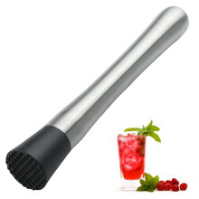 8 Inch Stainless Steel Cocktail Muddler with NonScratch Nylon Head, Dishwasher Safe