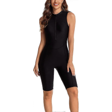 Sleeveless Black 1494MDiving wetsuit for women - Zip front rash guard one piece swimwear