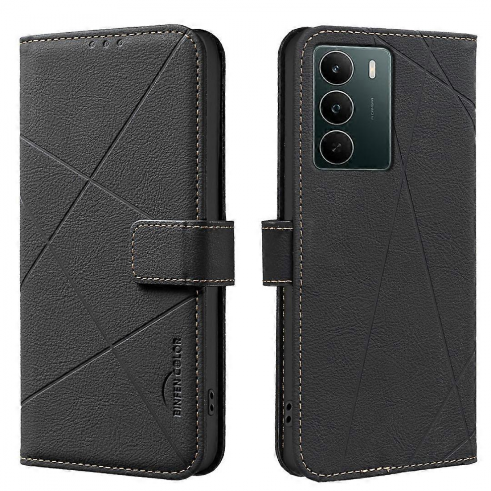 Blackblackfor Realme C71 4G Case Binfen Color Bf35 Geometry Imprinted Leather Phone Cover Rfid Blocking Wallet 7057162541844