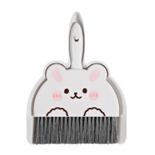 Mini Dustpan and Brush Set with Clip Lock Design for Desk Keyboard Crumbs and Pet Hair Rabbit