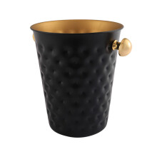 Stainless Steel Ice Bucket with Handle Black Hammered Finish for Parties Bar Wine Beer Champagne