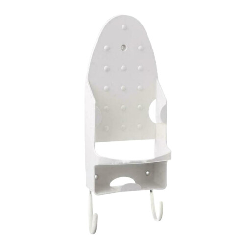 Iron Holder Wall Mount for Ironing Board, Stable Storage Rack for Laundry Room, White