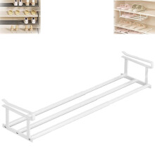 Adjustable Shoe Rack Expandable Cabinet Shelf for Organizing Footwear, Telescopic White Storage