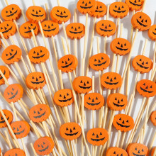 Halloween Toothpicks 100Pcs Pumpkin Food Picks for Appetizers, Cocktails, Party Drink Garnish