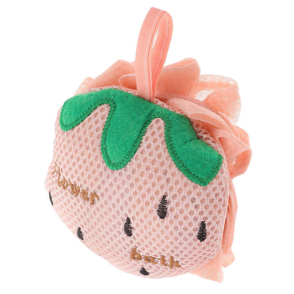 Large Strawberry Bath Loofah Mesh Pouf Body Scrubber for Adults Exfoliating Shower Sponge
