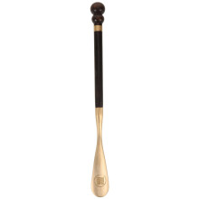 Long Handle Ebony Wood Shoe Horn with Brass Head NonSlip Wide Spoon for Seniors and Adults